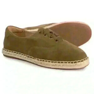 Vionic Sandy Coast Espadrille Sneakers Womens 7 Olive Leather Comfort Orthaheel
